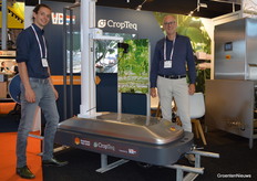 Steven van Schalm and Harrie Schonewille next to the CropTeq leaf-picking robot for which VDL ETG Projects is looking for additional growers to test before proceeding with the major market introduction. The robot is already running at Van Gog Nurseries.